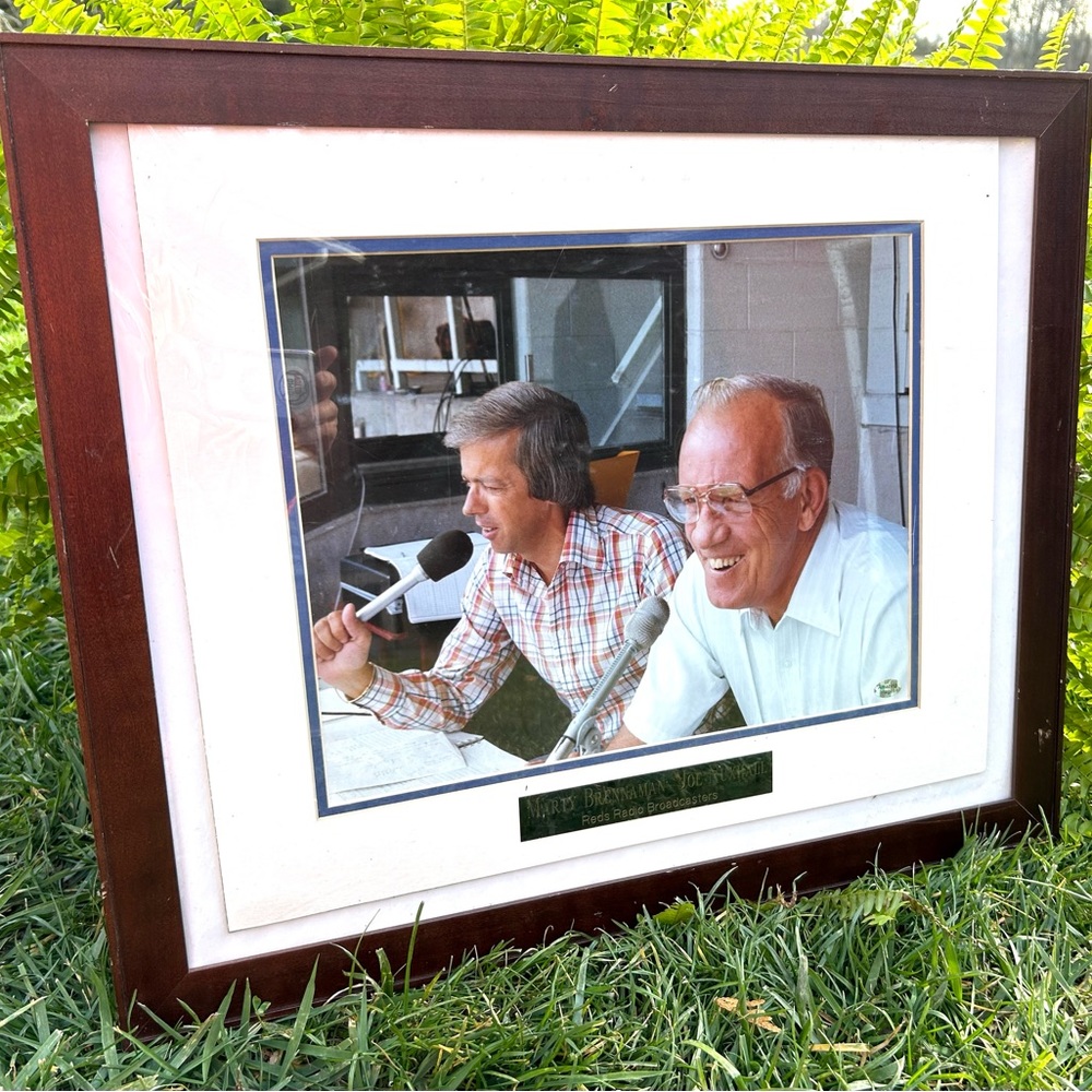 Framed photo Marty Brennaman & Joe Nuxhall Reds Radio Broadcasters